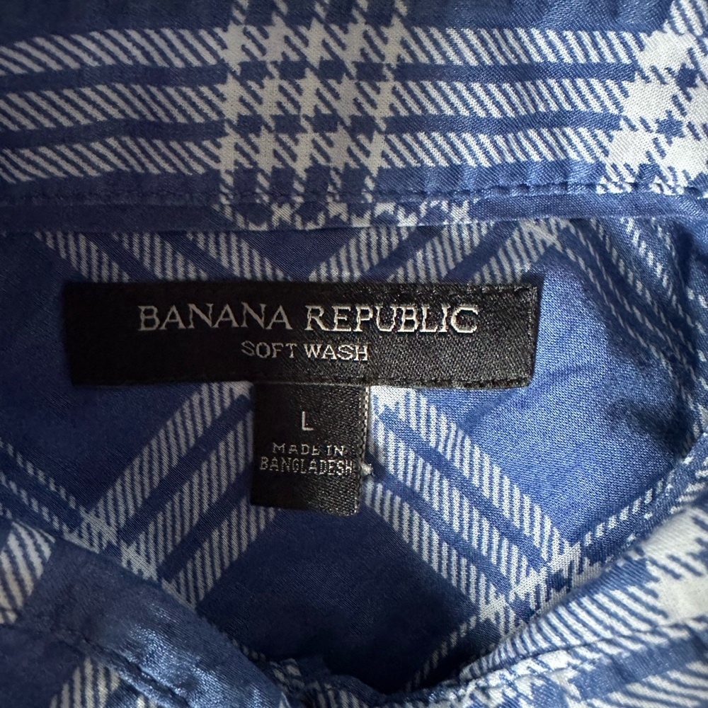 Banana Republic Blue Plaid Button-Up Shirt - Picture 2 of 5